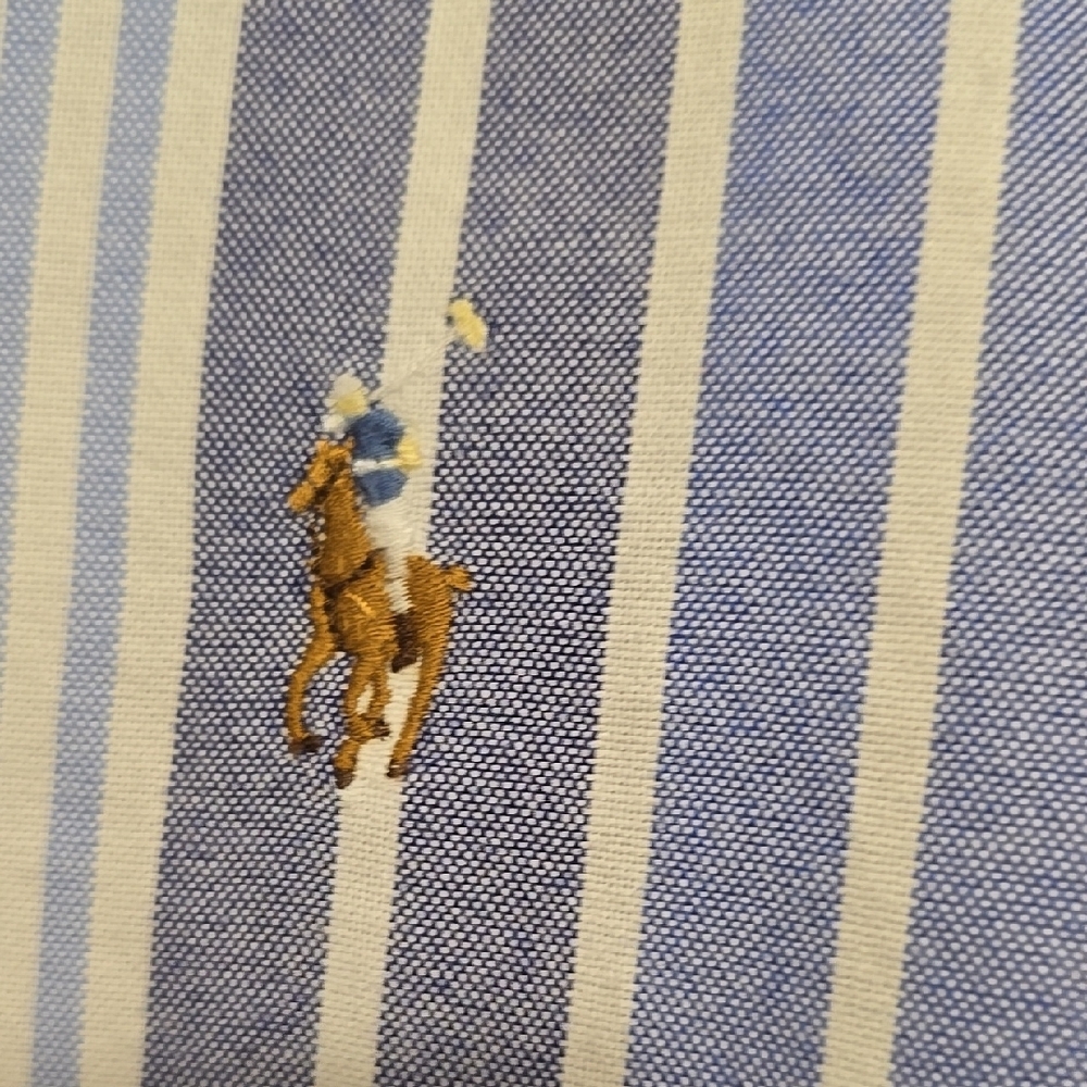 Ralph Lauren Long Sleeve Blue and White Striped Shirt L - Picture 3 of 4